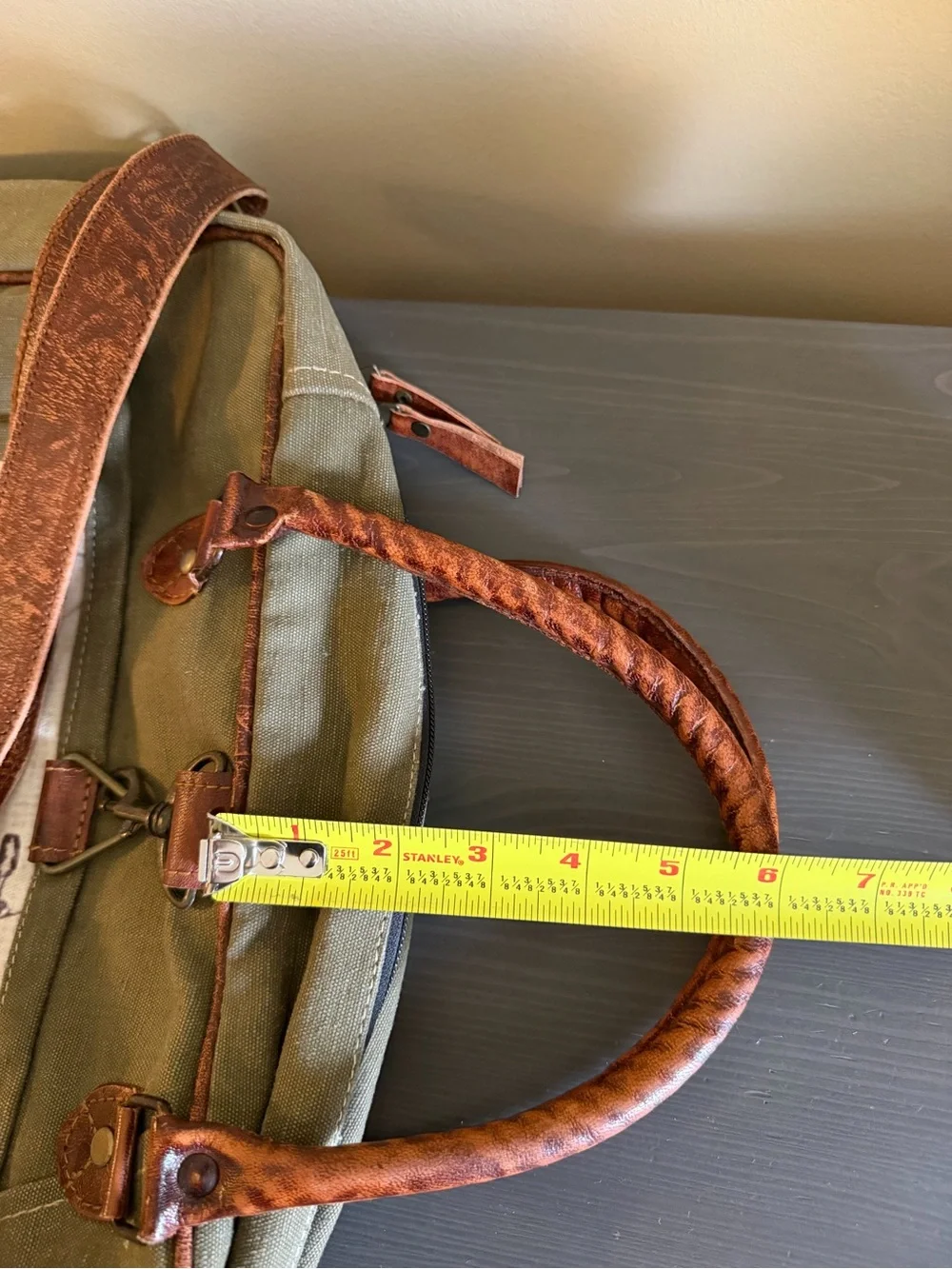 Clea Ray Repurposed Canvas Bicycle Print Messenger Bag - Olive Green